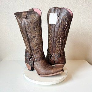 EUC Junk Gypsy Lane VAGABOND Boots 10 Brown Distressed Snip Toe Western Cowboy